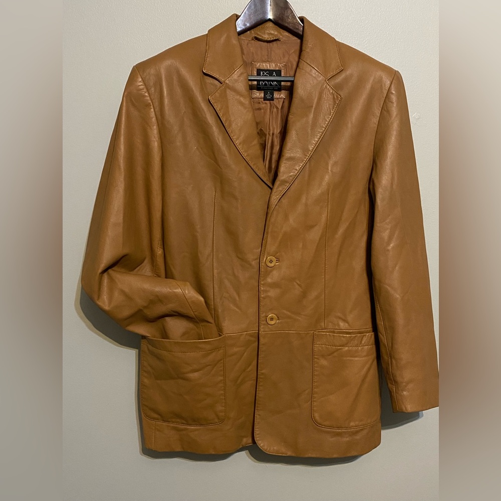 Jos. A. Bank Lambskin Leather Blazer Jacket Men's Tan Brown Coat - Sz S